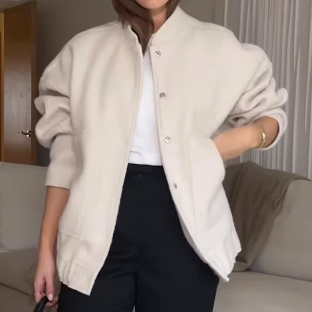 Rxozrxoz Womens Oversized Wool Blend Jacket Size M